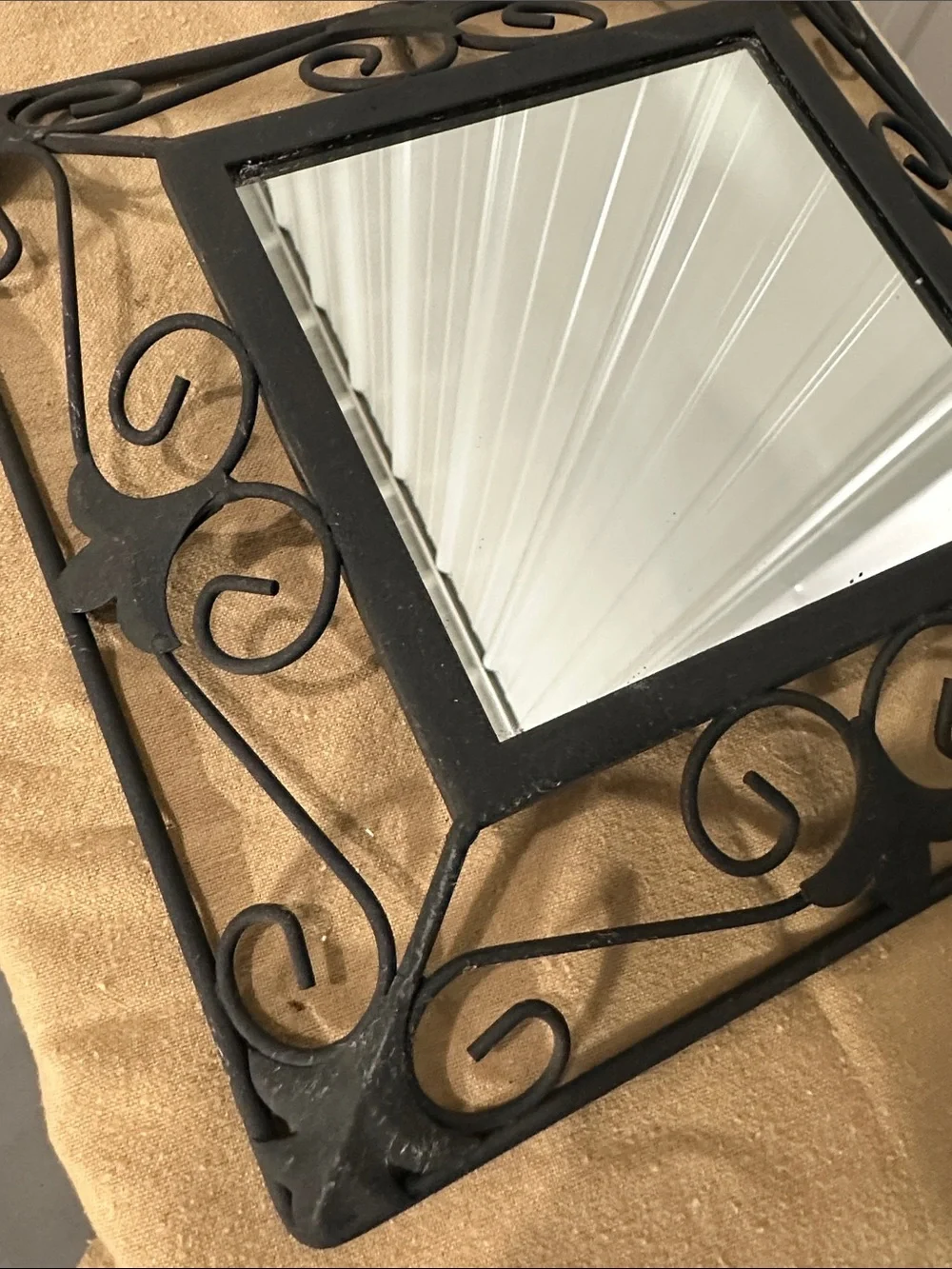Set of 3 Decorative Black Wall Mirror with Scrollwork Frame